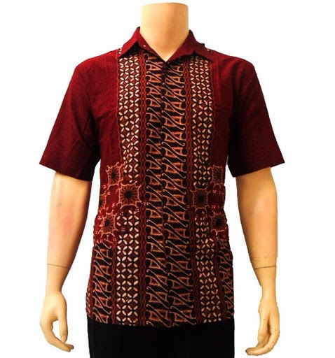 Model baju  batik  tulis pria modern elegan coklat