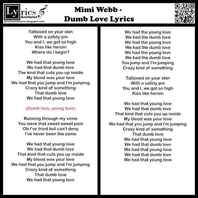 Mimi Webb - Dumb Love Lyrics | lyricsassistance.blogspot.com