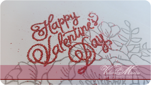 Valerie Martin Stampin Up Sealed with Love Bundle Valentines Day simple heat embossing with heat and stick and glitte