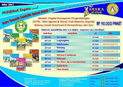 penerbit asaka prima, buku paud tematik 2019, buku tk paud murah, buku tematik ... tematik, buku paud saintifik, buku paud k13, buku paud, buku