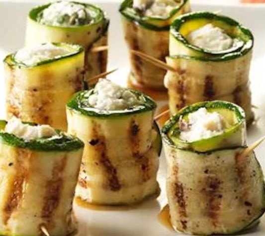 Grilled Zucchini Wraps With Goat Cheese #vegetarian #appetizers