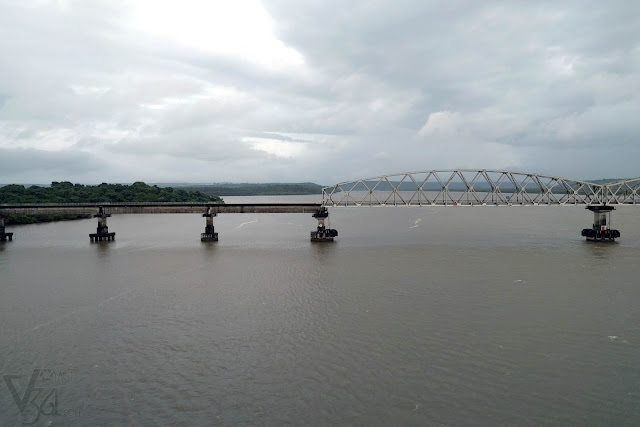 Konkan Railway Bridge as seen from the Zuari Bridge