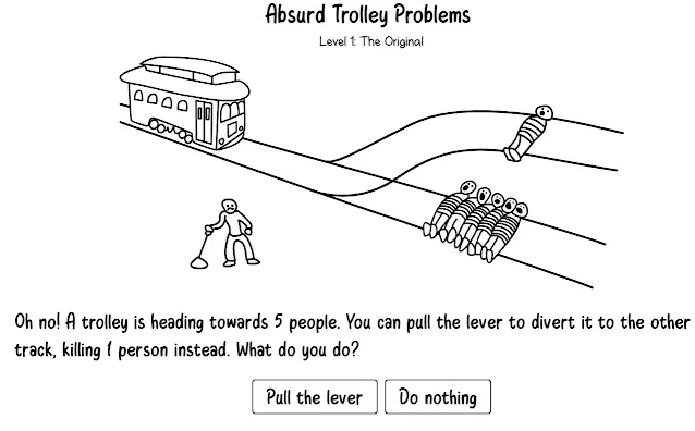 página inicial do jogo dilema do trem