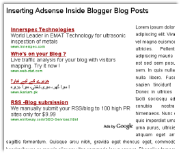 Adsense ads inside the Blogger Posts