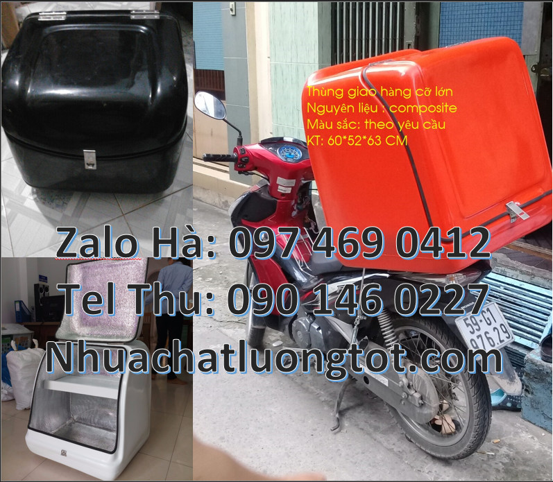 Thùng chở hàng xe máy cũ, Thùng giao hàng composite, thùng giao trà sữa chia ngă D189baded3d70a8953c636