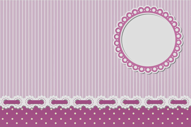 Stripes and Polka Dots in Lilac and White Free Printable Invitations, Labels or Cards.