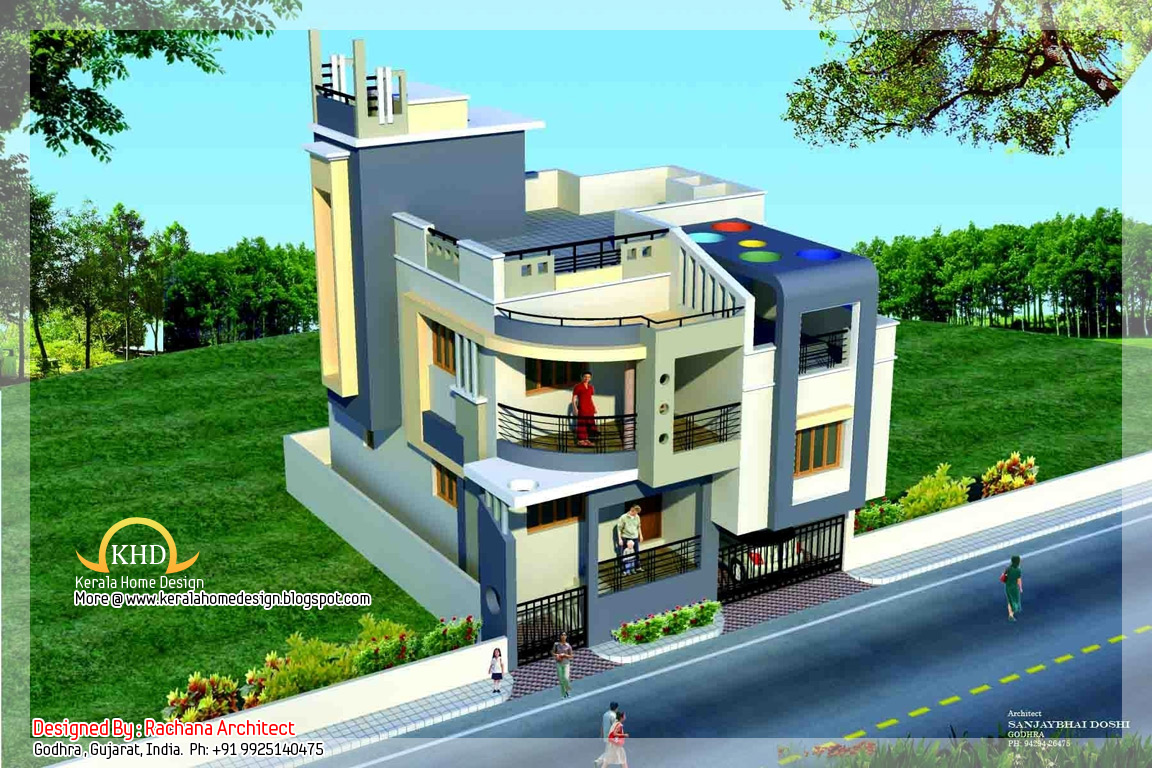 house colors ideas Duplex House Plan and Elevation - 164 Sq M (1770 Sq. Ft.)