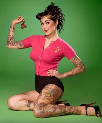 Kat Von D Tattoo artist Kat Von D inks a tattoo on someone in an attempt