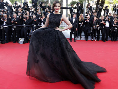 Sonam Kapoor in Black Dress at Cannes 2015