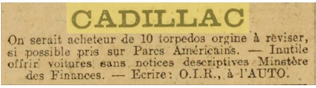 Annonce du journal L'Auto découverte par Bertrand Vilain dans son livre Affaire Seznec