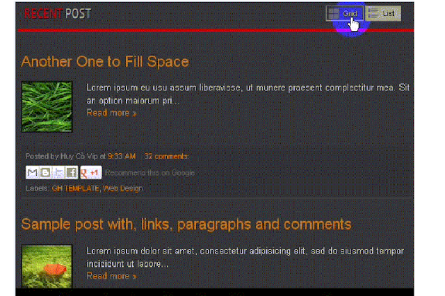 Tạo bài viết dạng Grid hoặc List ở trang chủ cho blogspot