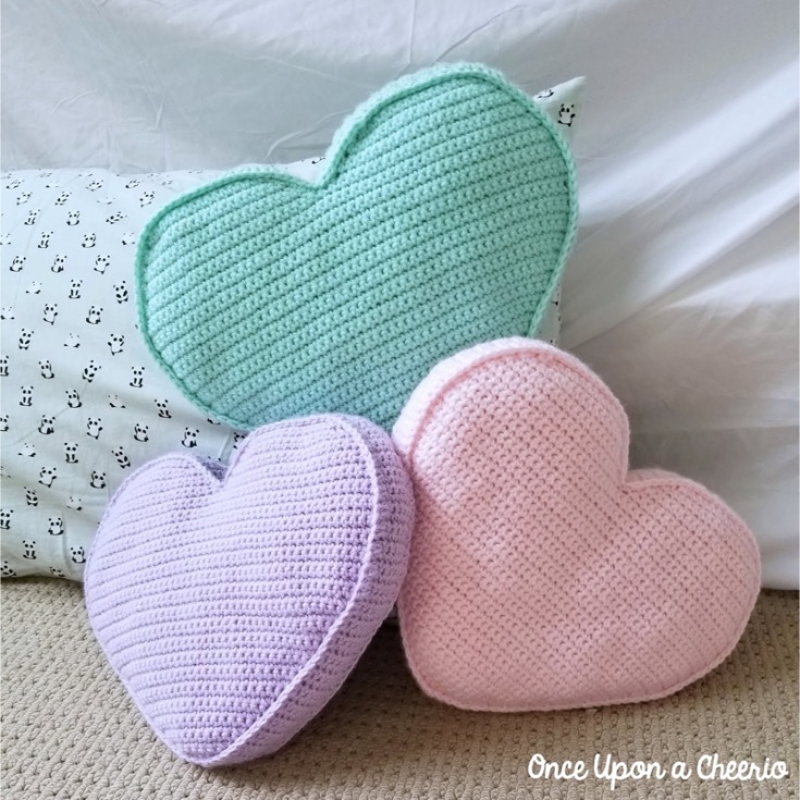 Candy Heart Pillow Crochet Pattern - Once Upon a Cheerio