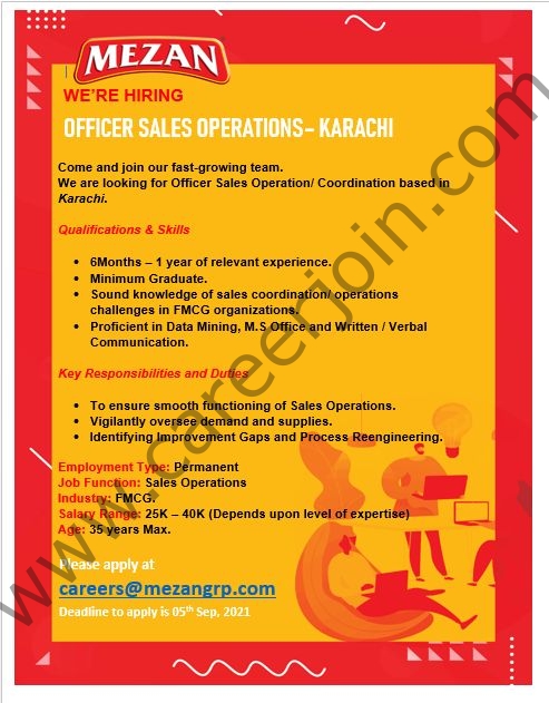 Mezan Group Jobs Officer Sales Operations