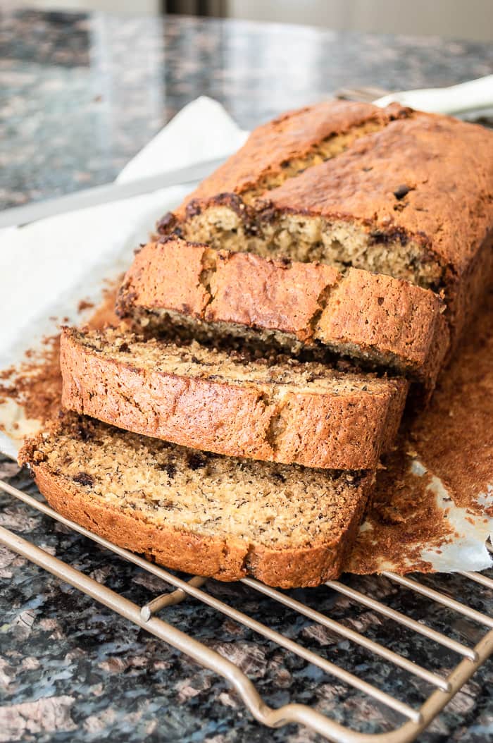thick slices of fresh banana bread
