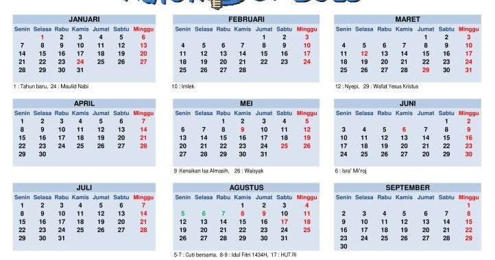 Kalender 2013 Dengan Libur Nasional  Dukun Digital