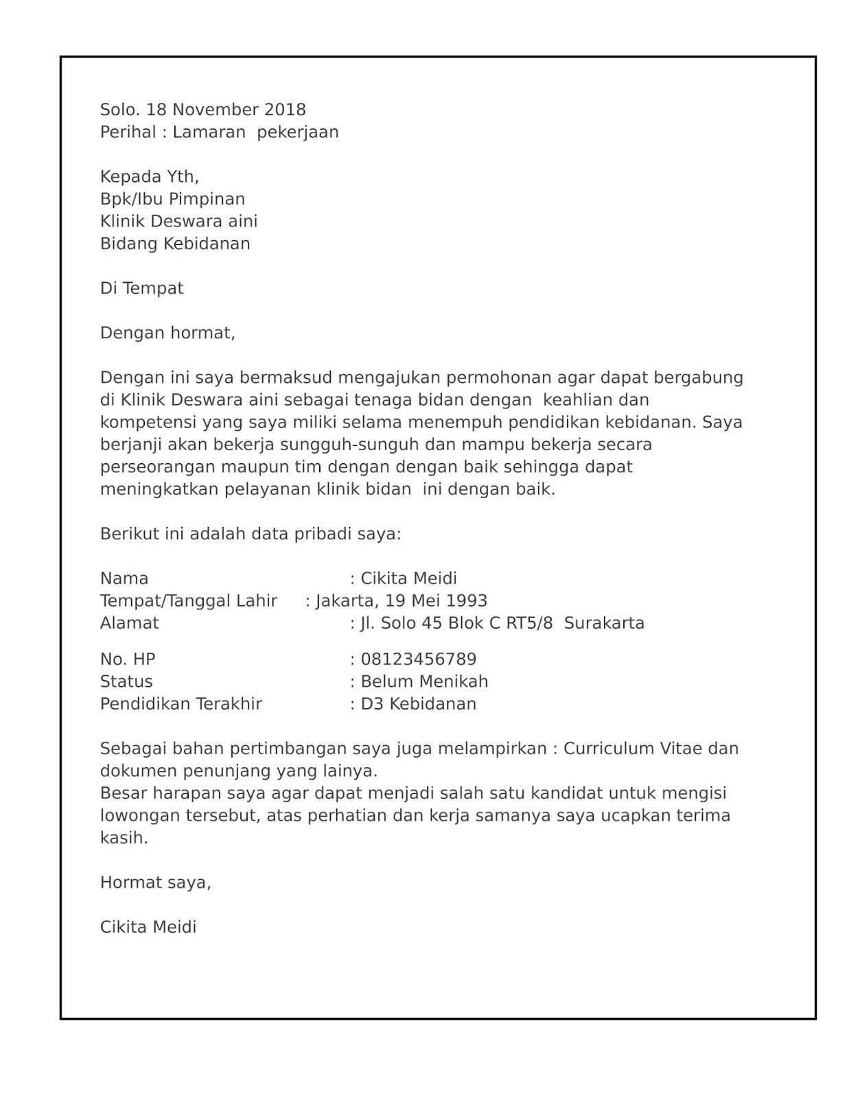 Contoh surat lamaran kerja fresh graduate beserta tips