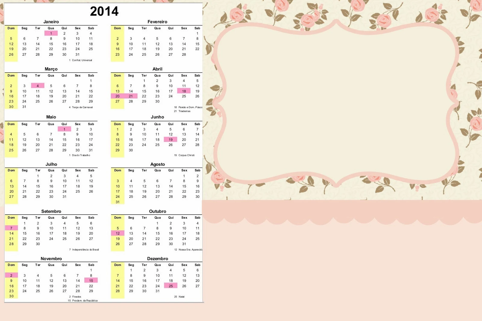 Calendario 2014. 