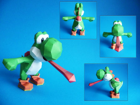 Tongue Out Yoshi Papercraft