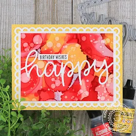 Sunny Studio Stamps: Frilly Frames Dies Happy Word Die Happy Birthday Cards by Juliana Michaels