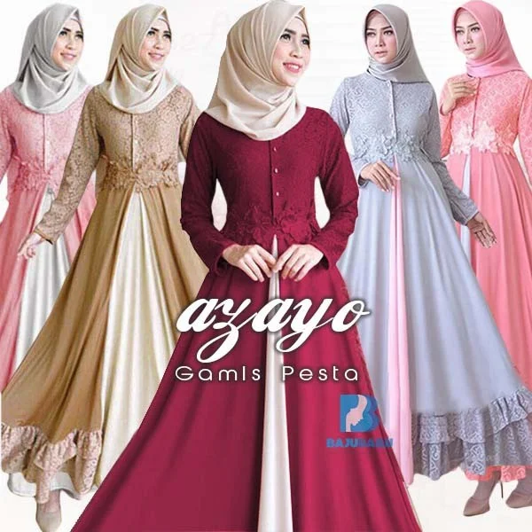 Baju Gamis Abw31 Desain Modern Kekinian Stok Terbatas - Desain baju gamis modern