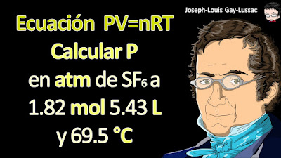 El hexafluoruro de azufre (SF6) es un gas incoloro, inodoro y muy poco reactivo. Calcule la presión (en atm) ejercida por 1.82 moles de gas en un recipiente de acero de 5.43 L de volumen a 69.5°C.