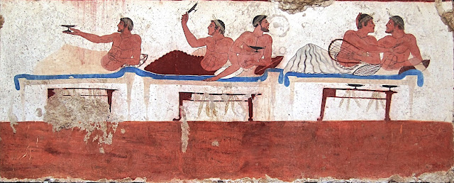 La Tombe du Plongeur Fresque 480-470 av. J.-C Paroi latérale sud (ensemble et détail) Musée archéologique national de Paestum