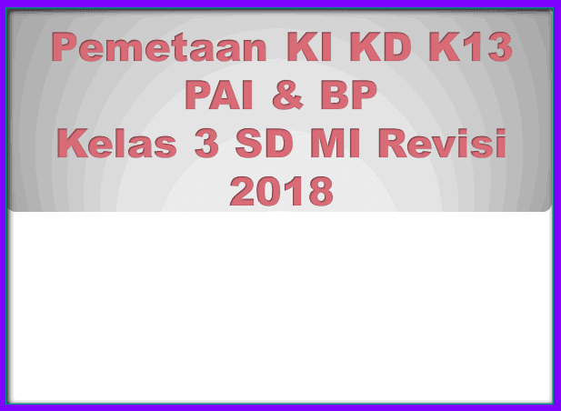 Pemetaan KI KD PAI dan BP Kelas 3 SD MI K13 Revisi 2018