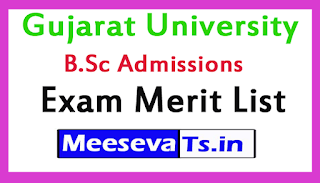 Gujarat University B.Sc Admissions Exam Merit List 2017 