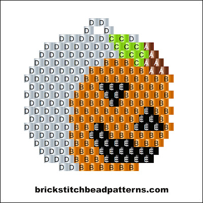 Click for a larger image of the Peek-A-Boo Pumpkin Halloween bead pattern labeled color chart.