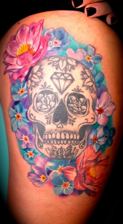 tattoo designs for girls fingers Lets Get Inked Girls: Girls Skull Thigh tattoos