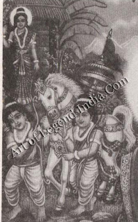 Sita with Luva and Kusha, sons of Rama who captured the royal horse of Ayodhya