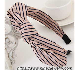 Korean wild striped bow broadside headband