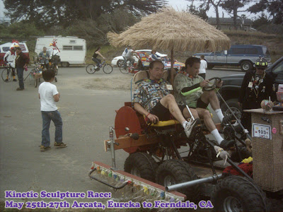 Kinetic Sculpture Race. Free Fun for the whole family. Memorial Day Weekend in Arcata, Eureka and Ferndale, CA