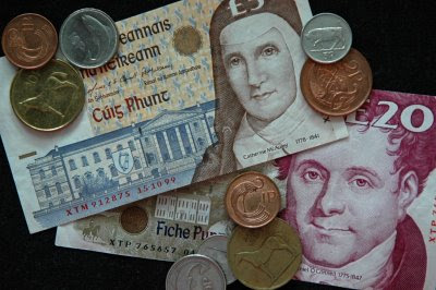 pocketful of Irish money, featuring Sister Catherine McAuley and Daniel O’Connell