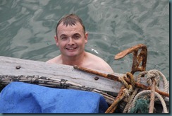 Pirate Jim boards small boat Pirate Jim boards small boat