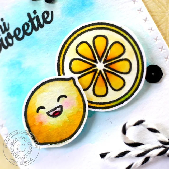 Sunny Studio Stamps: Fresh & Fruity Hi Sweetie Lemon Card by Anni Lerche.