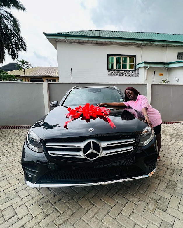 Comedian MCShem surprises his wife with New benz as Push gift after welcoming their first child (Photos)