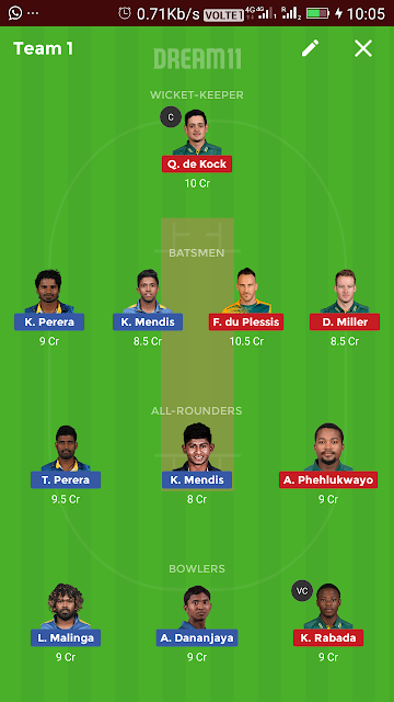 South africa vs srilanka dream11 team