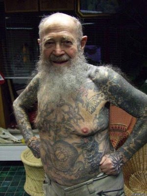 You ever wonder what a tattoo looks like on an old person? Wonder no more.