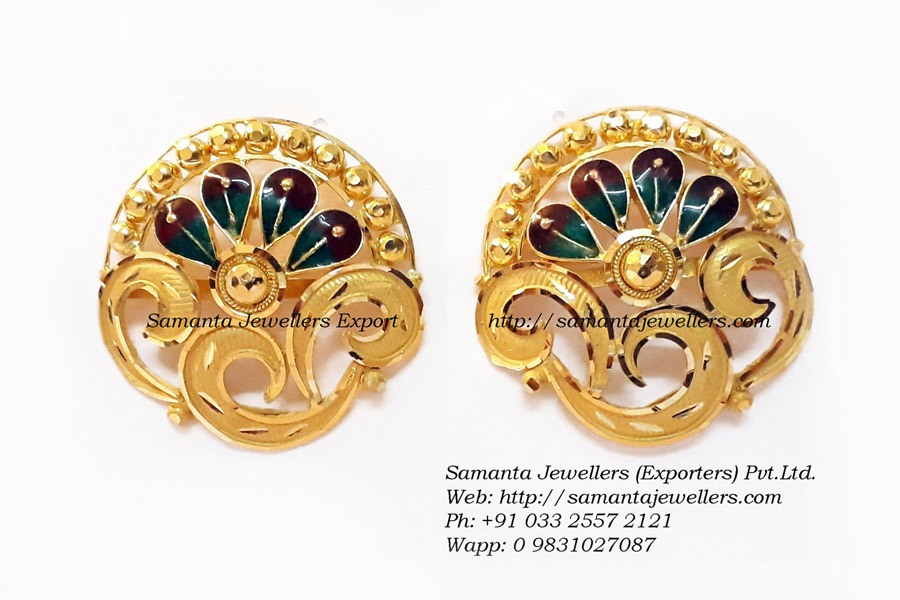 Latest Gold Earring Stud Tops Designs with Weight | Simple Tops Ear Studs Jhumka for Women daily use