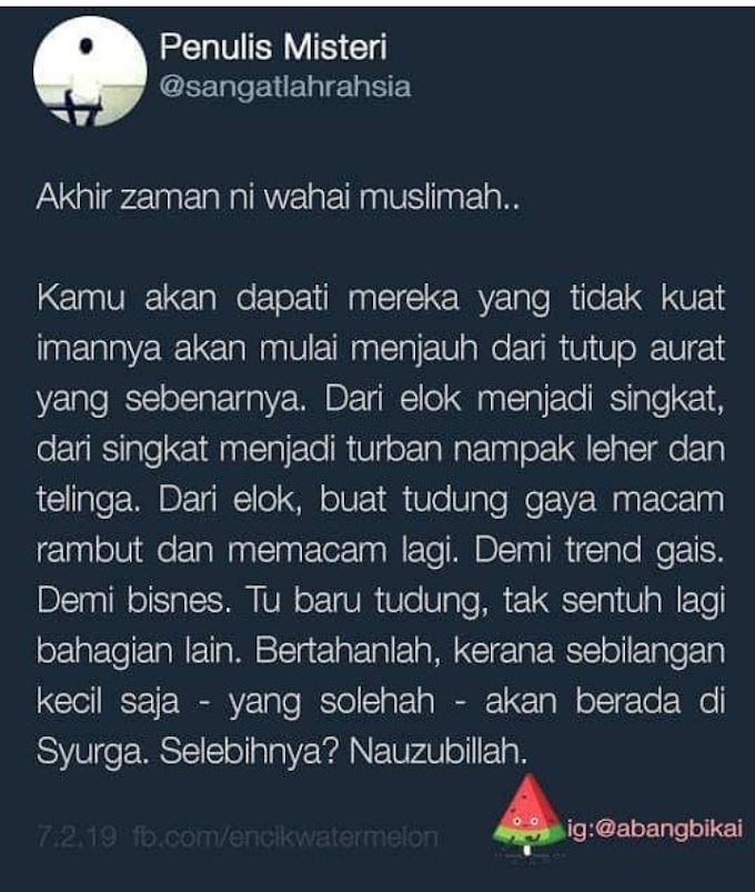 Bertahanlah Wahai Wanita Untuk Jadi Golongan Kanan di Akhir Zaman