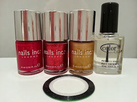 nails-inc-red-gold-chevron-glitter-nail-art