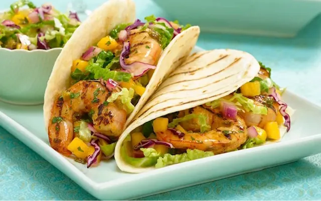 Flavorful Fiesta: Shrimp Tacos with Tomatillo Guacamole and Cilantro Lime Slaw