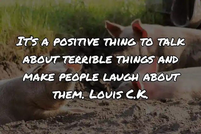 It’s a positive thing to talk about terrible things and make people laugh about them. Louis C.K.