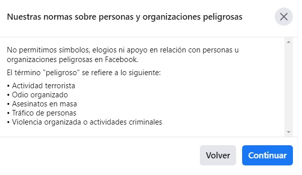 Facebook, normas comunitarias 2