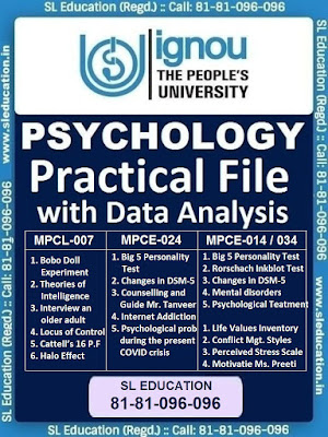 IGNOU MA Psychology 2021 Experiment and Practicals (MPCL-007, MPCE-014, MPCE-024, MPCE-034) Call: 81-81-096-096