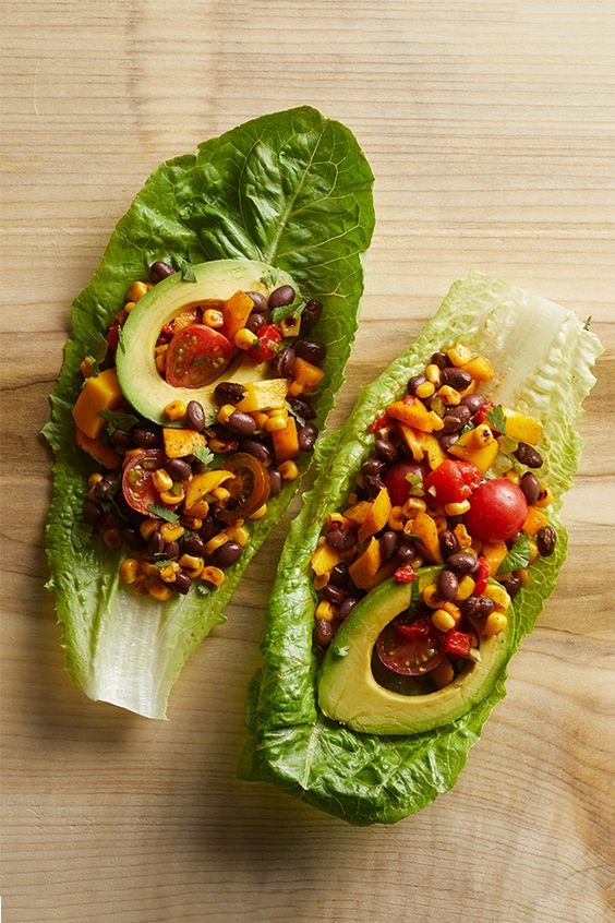 Black Bean, Corn, and Roasted Red Pepper Lettuce Cups