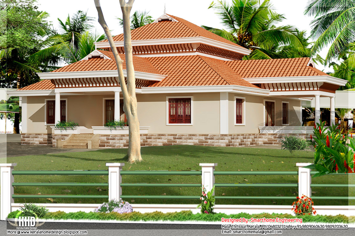 3 bedroom  Kerala  style single  storey house  Kerala  home  