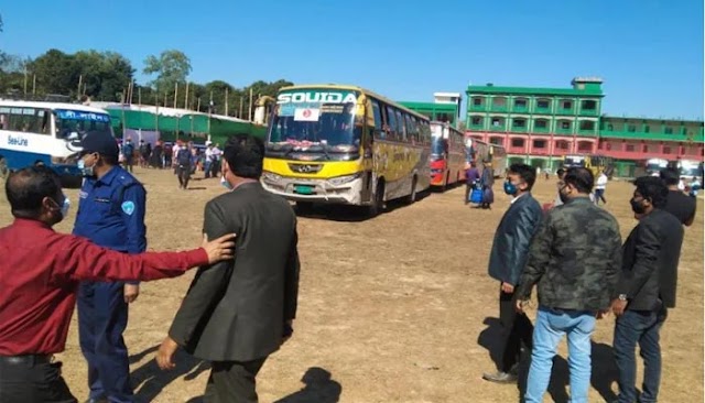 In the second phase with 600 Rohingyas, 13 buses left for Bhasanchar
