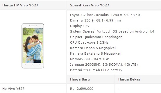 Daftar Harga HP/ Smartphone Vivo Seri Y Tahun 2017 Lengkap Dengan Spesifikasi